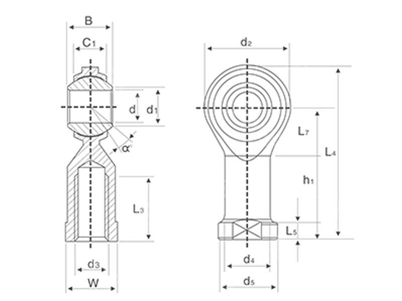 NHS8 NHS8L female thread rod end joint bearing